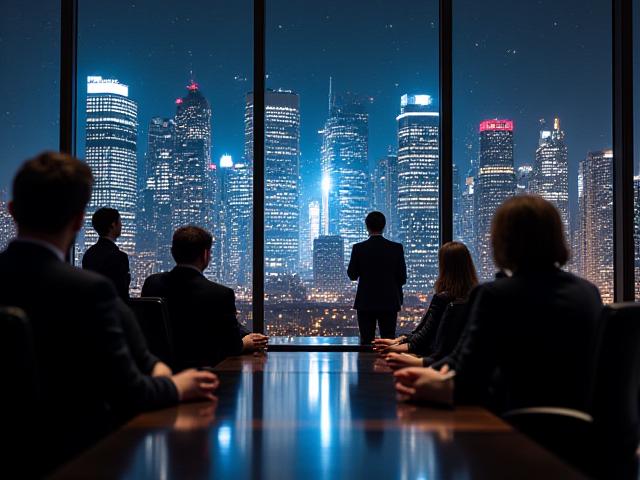 Specialized industry leaders in a high-tech conference room